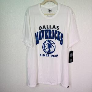 Dallas Mavericks Shirt Mens XXL NBA Basketball Graphic Logo '47 Brand White 2XL